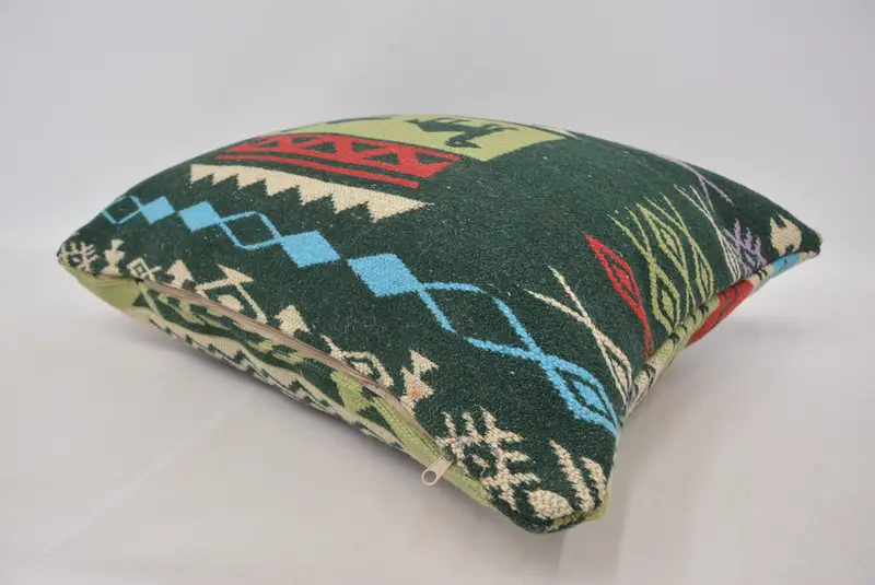 Pastel Cushion Cover, Vintage Pillow, Pillow, Retro Pillow Case, Interior Designer Pillow, Kilim Pillow, 20x28 Green Cushion Case - 6