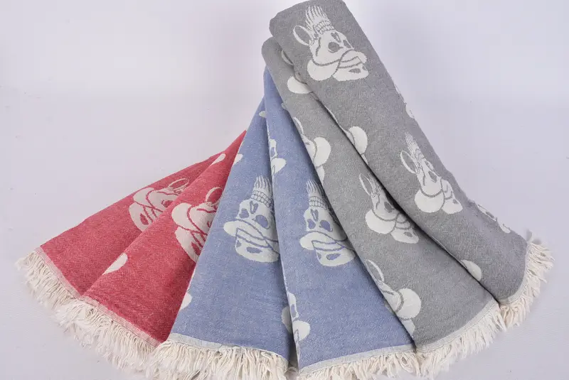 Sand-free peshtemal towel for the beach, 70x36 Cotton Skull Patterned Towel, Turkish towel, Home Decor Gifts, Bridal Party Gifts, Gifts For Him - 4