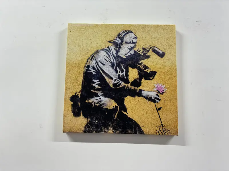 Banksy Cameraman And Flower, Banksy Flower Wall Art, Banksy Canvas Art, Banksy Graffiti Wall Art, Graffiti Canvas Art, Home Decor, - 4