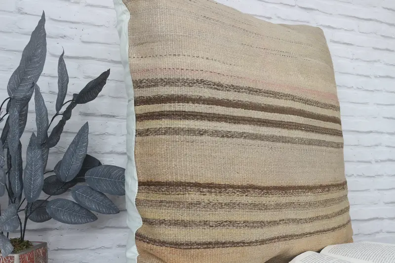 Retro atma yastık kılıfı, at klim yastığı, Kilim yastığı kapağı, rahat atma yastık kapağı, Kilim yastığı, 32x32 bej yastık kapağı, yastık örtüsü - 3