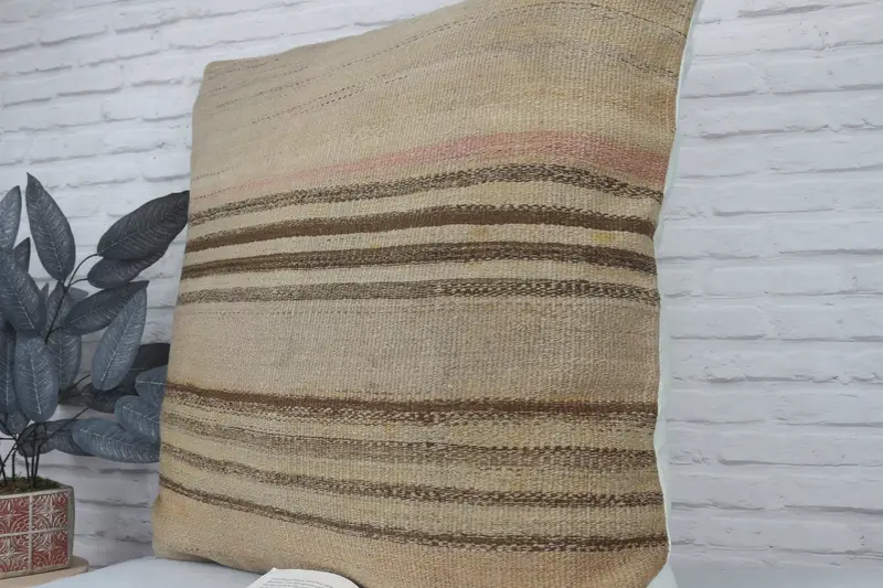 Retro atma yastık kılıfı, at klim yastığı, Kilim yastığı kapağı, rahat atma yastık kapağı, Kilim yastığı, 32x32 bej yastık kapağı, yastık örtüsü - 4