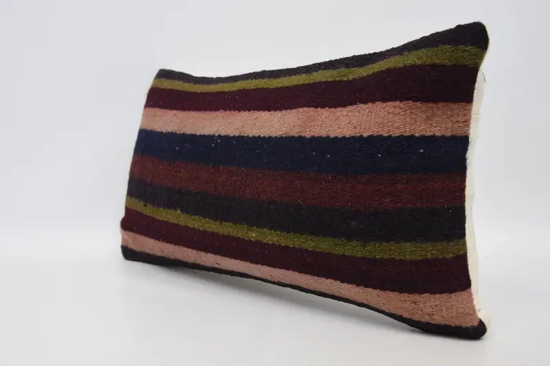 Handmade Kilim Cushion, Throw Kilim Pillow, Turkish Pillow, Pillow, Nomadic Cushion Cover, Luxury Cushion Case, 12x24 Blue Pillow Case - 4
