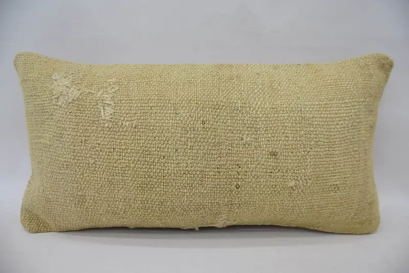 Boho Pillow Sham Cover, Throw Kilim Pillow, Outdoor Bolster Cushion Cover, 12x24 Beige Pillow Cover, Pillow Case, Ethnical Kilim Rug Pillow - 1