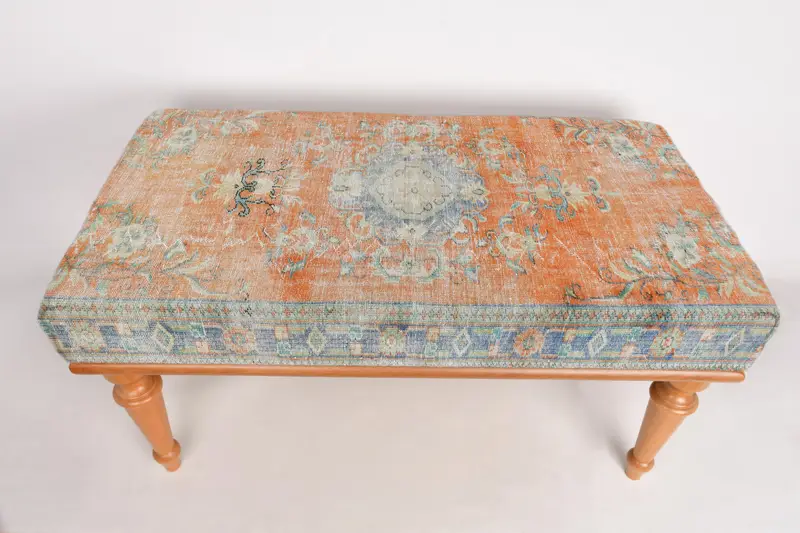 Modular Ottoman Set with Kilim-Inspired Wool Blend, Sofa Ottoman