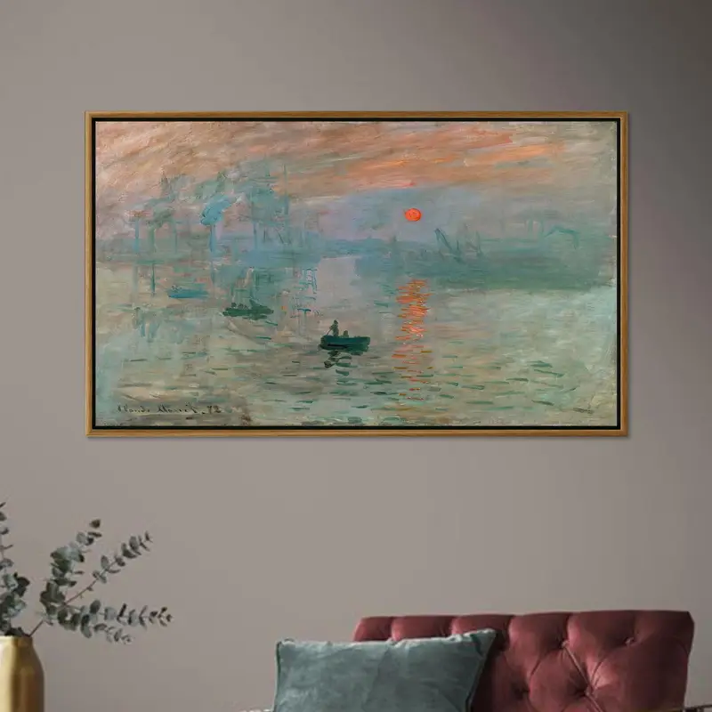 Moderne abstrakte Leinwand: Monets Sonnenuntergangsimpression, gedruckte Eleganz
