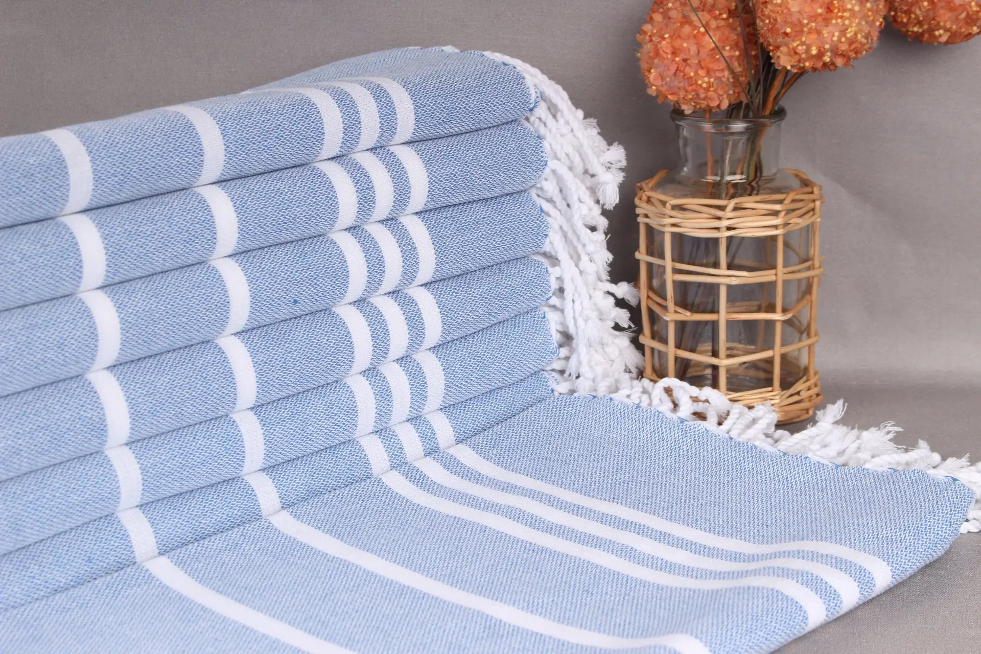 Personalized Sax Blue Cotton Towel, Housewarming Gift, 40x71 Inches - 1