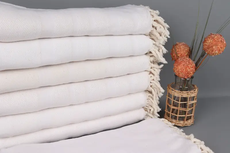 Custom Organic Cotton Diamond Towel, Beige, 40x71 Inches