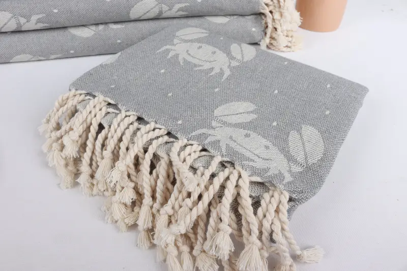 68x40 Cotton Crab Design Towel, Wedding Day Gift For Bride, Summer Gift, Bridesmaid Gift, Bridesmaid Gift Towel, Monogram Turkish Bath Towel - 6