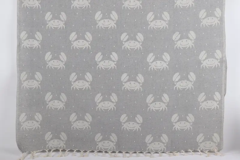 68x40 Cotton Crab Design Towel, Wedding Day Gift For Bride, Summer Gift, Bridesmaid Gift, Bridesmaid Gift Towel, Monogram Turkish Bath Towel - 1