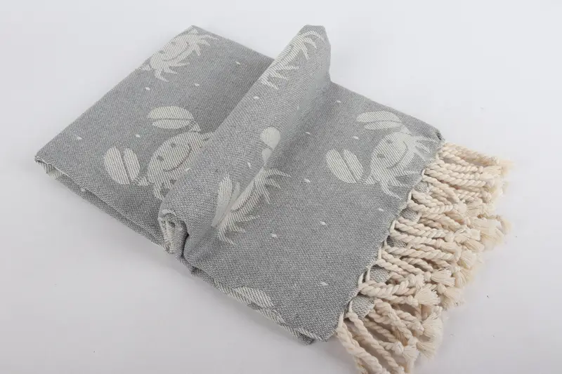 68x40 Cotton Crab Design Towel, Wedding Day Gift For Bride, Summer Gift, Bridesmaid Gift, Bridesmaid Gift Towel, Monogram Turkish Bath Towel - 7