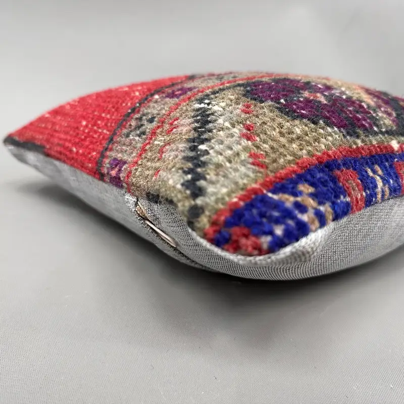 Cushion, Interior Designer Pillow, Vintage Kilim Throw Pillow, 12x12 Red Pillow Cover, Kilim Cushion Sham, Car Cushion Cover, Handwoven Pillow Case - 6