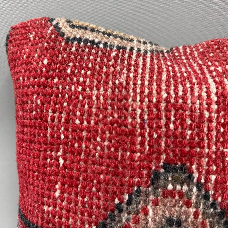 Cushion, Interior Designer Pillow, Vintage Kilim Throw Pillow, 12x12 Red Pillow Cover, Kilim Cushion Sham, Car Cushion Cover, Handwoven Pillow Case - 5