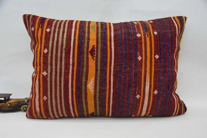 Turkish Antique Red Euro Sham, Indoor Striped 20x28 inch Cushion Case - 1