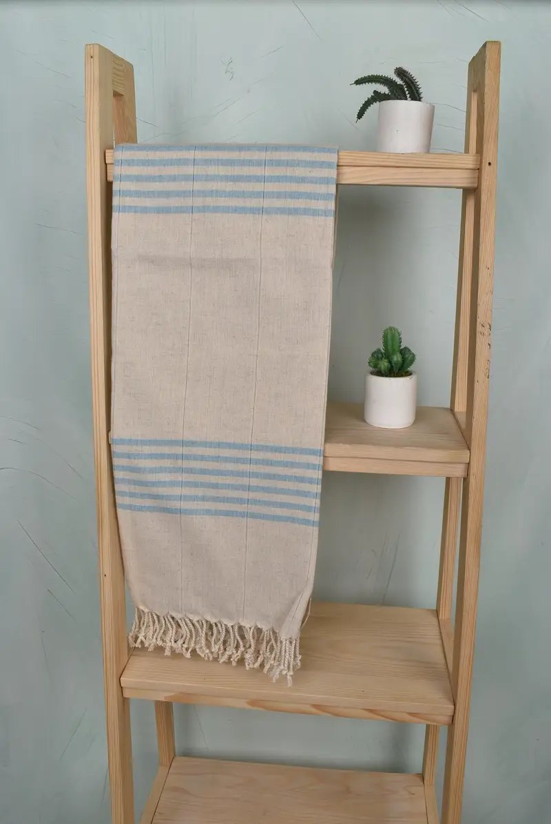 Turkish hand towel, Monogrammed Beach Towel, Quick-dry peshtemal, Handmade Turkish hammam towel, Bachelorette Party Favor, 68x36 Linen Striped Towel - 8