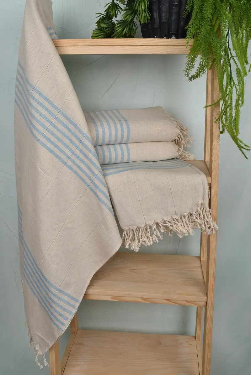 Turkish hand towel, Monogrammed Beach Towel, Quick-dry peshtemal, Handmade Turkish hammam towel, Bachelorette Party Favor, 68x36 Linen Striped Towel - 6