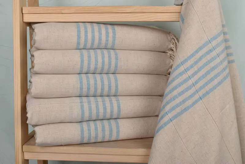 Turkish hand towel, Monogrammed Beach Towel, Quick-dry peshtemal, Handmade Turkish hammam towel, Bachelorette Party Favor, 68x36 Linen Striped Towel - 2