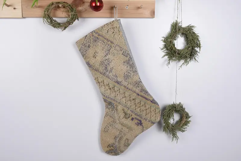 19 inç Noel Süsleri Desenli Çorap, Şenlikli Tatil Çorabı