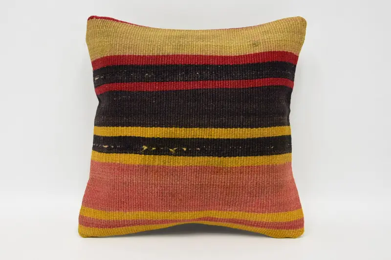 Turkish Brown Pillowcase, Gift 12x12 inch Pillow Case, Thank You Gift Striped Cushion - 1