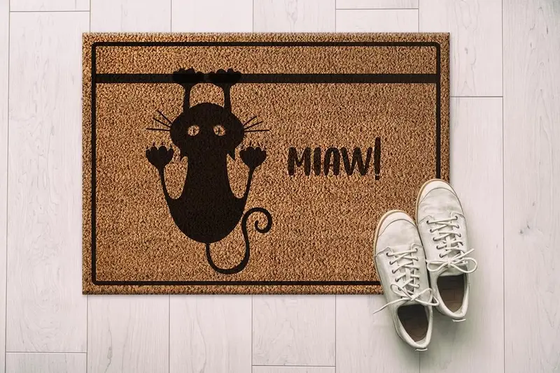 Eleganter bedruckter Teppich: Cat Lover Miaw Bohemian Design