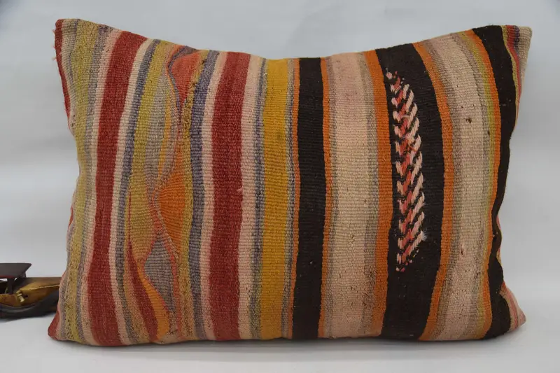Pillow for Couch, Cushion Case, Shabby Chic Pillow Sham, Handmade Kilim Cushion, Kilim Pillow, Knitted Cushion, 20x28 Orange Cushion Case - 4