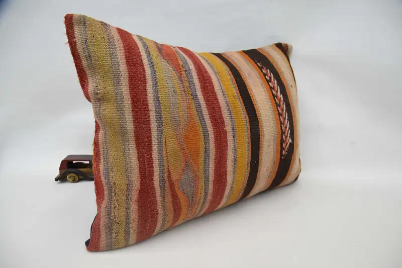 Pillow for Couch, Cushion Case, Shabby Chic Pillow Sham, Handmade Kilim Cushion, Kilim Pillow, Knitted Cushion, 20x28 Orange Cushion Case - 3