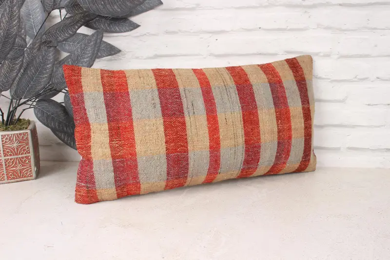 Hippie Throw Cushion Case, Home Decor Pillow, 10x20 Beige Pillow Case, Vintage Kilim Throw Pillow, Pillow Sham, Vintage Pillow - 3