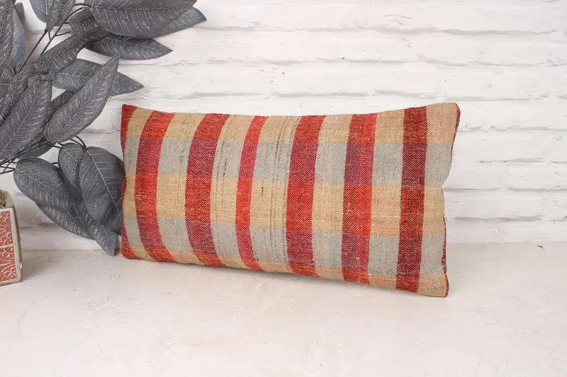 Hippie Throw Cushion Case, Home Decor Pillow, 10x20 Beige Pillow Case, Vintage Kilim Throw Pillow, Pillow Sham, Vintage Pillow - 4