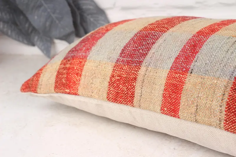 Hippie Throw Cushion Case, Home Decor Pillow, 10x20 Beige Pillow Case, Vintage Kilim Throw Pillow, Pillow Sham, Vintage Pillow - 6