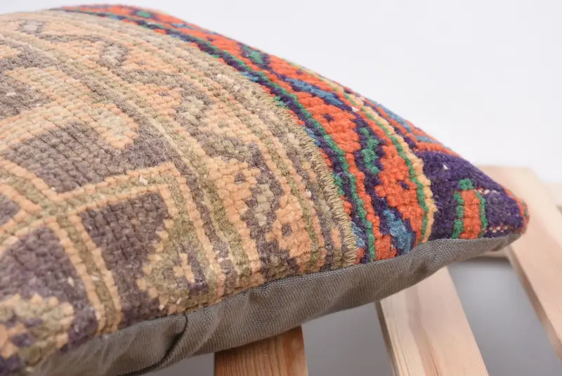 Vintage Kilim Pillow, Lounge Throw Cushion Cover, Patio Pillow, 14x14 Beige Pillow Sham, Ethnical Kilim Rug Pillow, Kilim Pillow Cover, Pillow Sham - 7