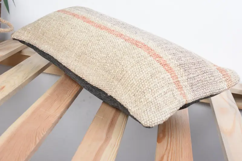 Retro Pillow Cover, Vintage Kilim Pillow, Authentic Pillow Case, Pillow Cover, Vintage Pillow, Vintage Kilim Throw Pillow, 8x16 Beige Pillow Case - 6