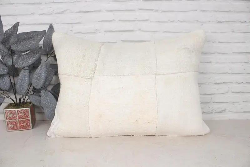 Kilim Pillow, 20x28 Beige Pillow Sham, Vintage Kilim Pillow, Cushion, Boho Pillow, One Of A Kind Cushion Cover, Bohemian Cushion Pillow Cover - 1
