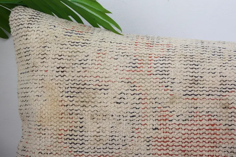 Knitted Cushion Case, 12x20 Blue Cushion, Vintage Kilim Throw Pillow, Pillow for Sofa, Pillow, Turkish Kilim Pillow, Bolster Pillow Cover - 2