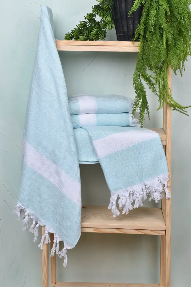 70x40 Cotton Diamond Towel, House Warming Gift, Quick-dry towel, Turkish Towel Set, Embroidered Beach Towel, Lightweight Turkish towel, Travel towel - 6