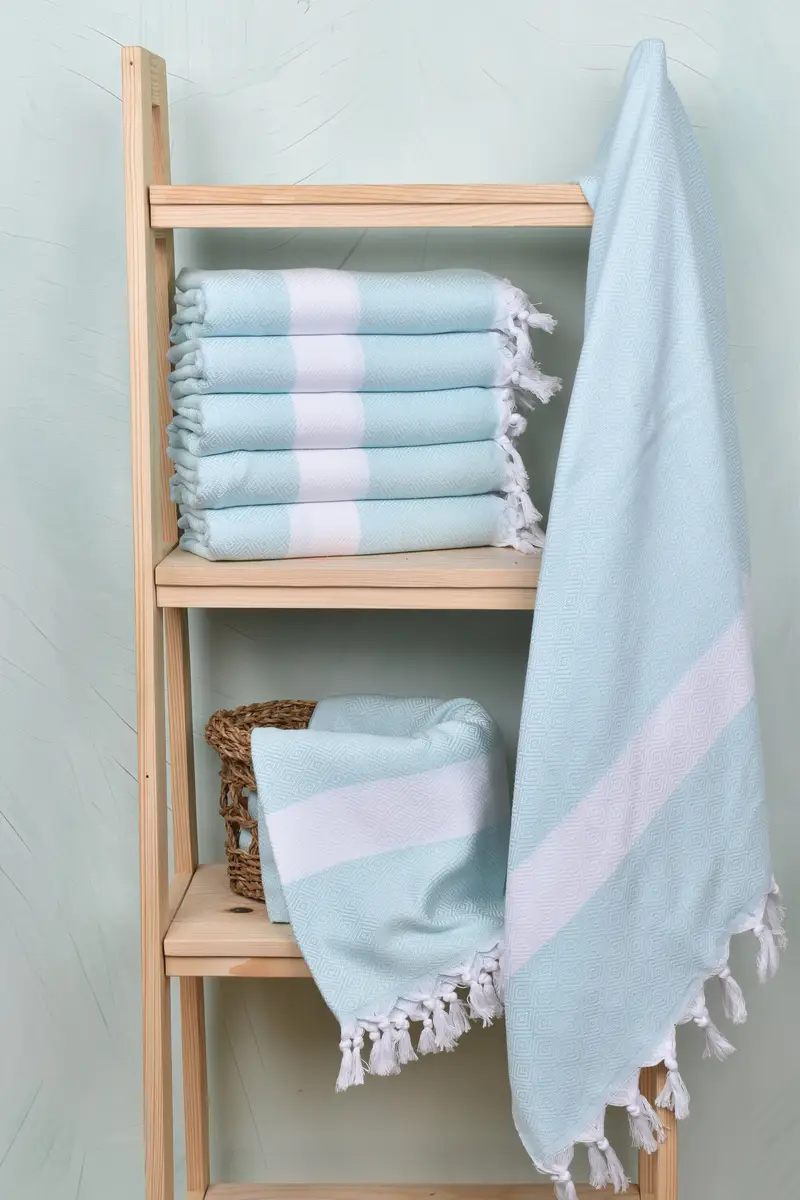 70x40 Cotton Diamond Towel, House Warming Gift, Quick-dry towel, Turkish Towel Set, Embroidered Beach Towel, Lightweight Turkish towel, Travel towel - 3