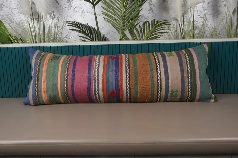 El Yapımı Nakışlı Yastık, Vintage Çizgili Kırlent