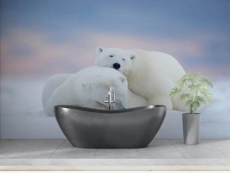 White Bear Wall Art, Animal Wall Stickers, Wall Art Decor, Polar Bears Wall Paper, Sleeping Bear Wall Stickers, Wallpaper Border, - 6