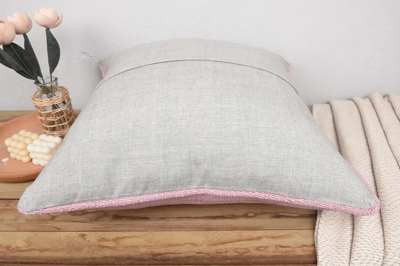 Ethnical Kilim Rug Pillow, Gift Pillow, Aesthetic Cushion Cover, Kilim Cushion Sham, Cozy Throw Pillow Cover, 24x24 Pink Pillow, Cushion Case - 6