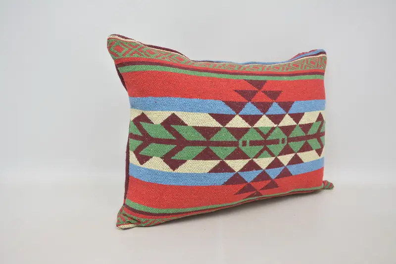 Kilim Pillow, 20x28 Red Pillow Sham, Interior Designer Pillow, Pillow Sham, Pastel Cushion Case, Pillow for Couch, Floor Cushion Case - 3