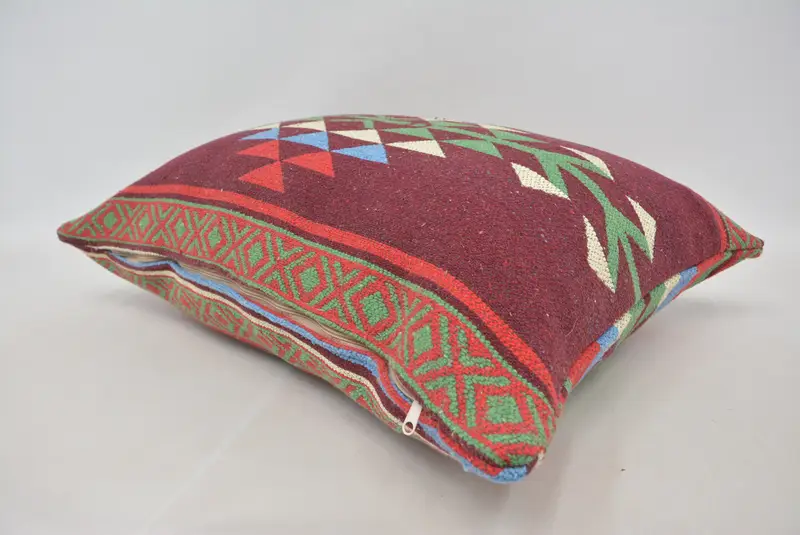 Kilim Pillow, 20x28 Red Pillow Sham, Interior Designer Pillow, Pillow Sham, Pastel Cushion Case, Pillow for Couch, Floor Cushion Case - 6