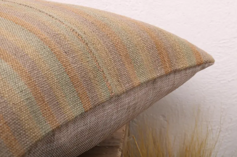Handmade Kilim Cushion, Interior Designer Pillow, Pillow for Couch, Sofa Pillow Case, Crochet Pattern Pillow, Cushion Cover, 16x16 Green Cushion - 6