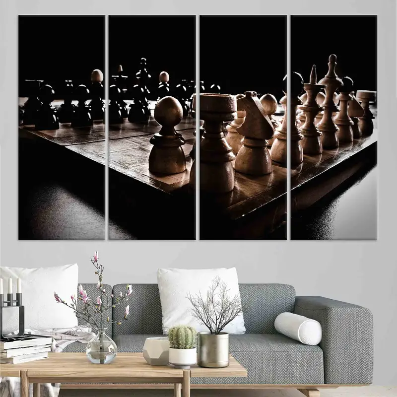 Personalisiertes Geschenk, Wandkunst aus Leinwand, Schachbrettwandkunst, Schachliebhaber Geschenk, Loft Wall Decor, Bürowanddekor, trendige Dekor, riesige Leinwand, - 5