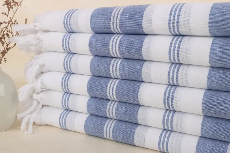 Personalisiertes türkisches Handtuch aus Saxblauer Baumwolle, 36 x 71 Zoll