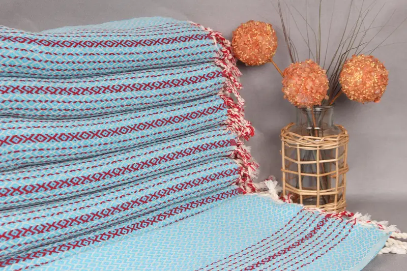 Turkish Towel Turquoise Cotton Bath Towel, 40x71 Inches