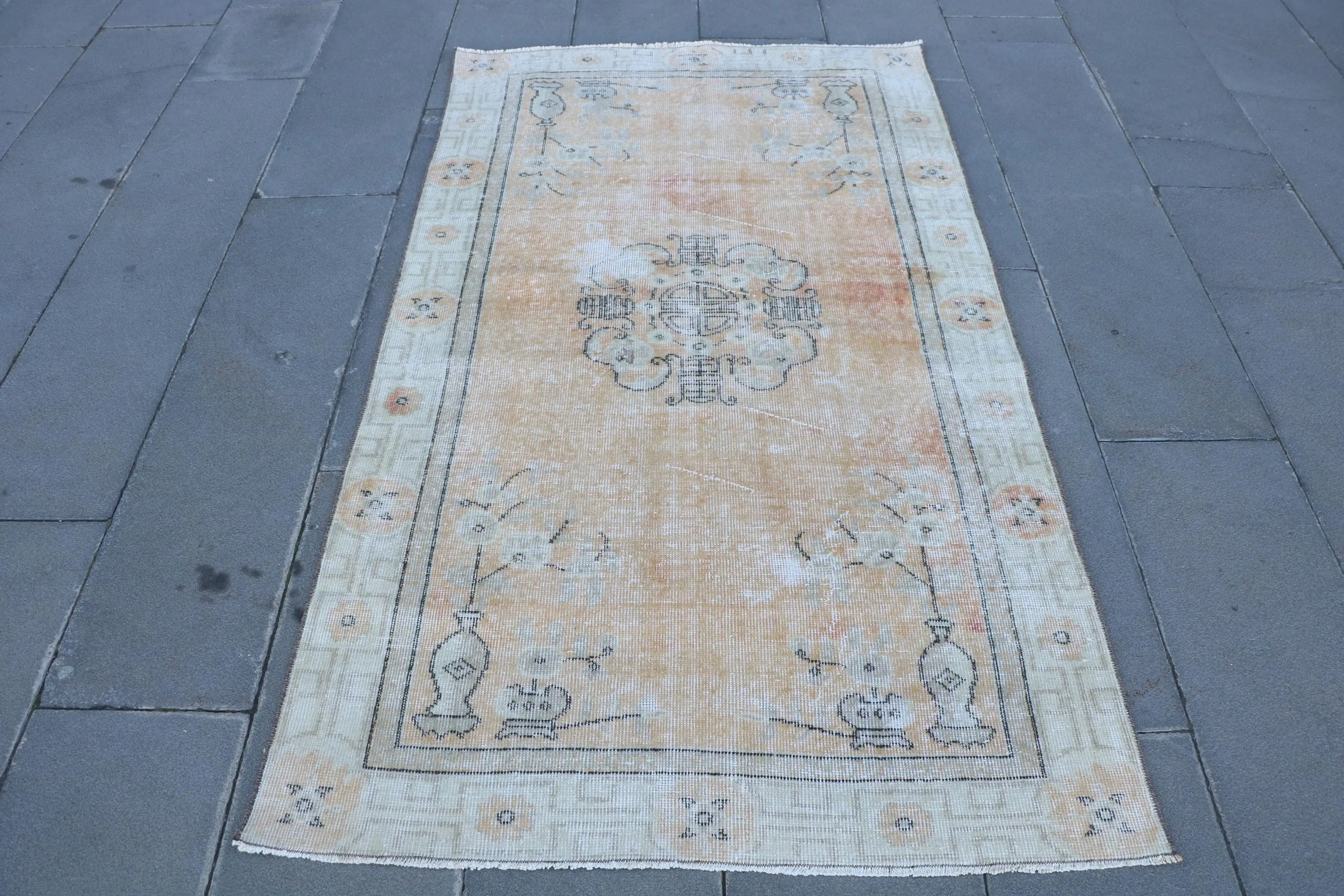 Vintage Accent Halı 3,5x6,3 ft (108x191 cm), Türk Kahverengi Patchwork Halı - 1