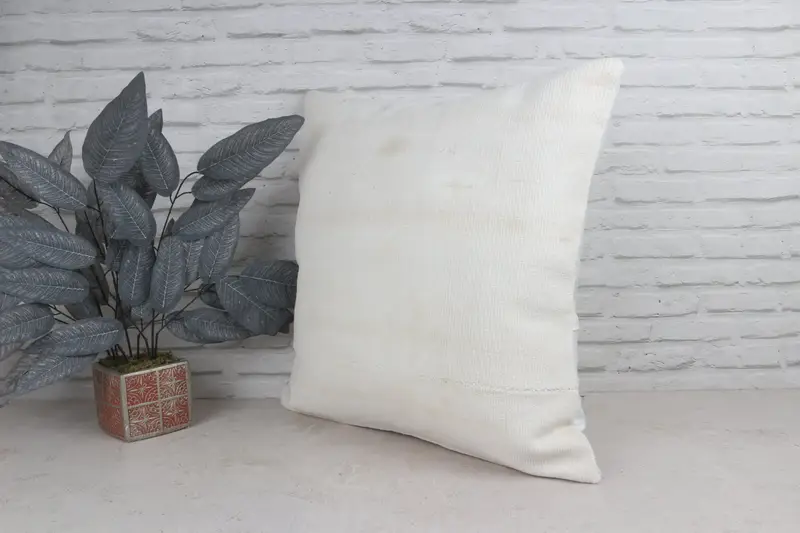 Throw Kilim Pillow, Aesthetic Pillow, Cozy Throw Cushion, 24x24 White Cushion Case, Boho Pillow Sham Cover, Antique Pillows, Pillow Sham - 5