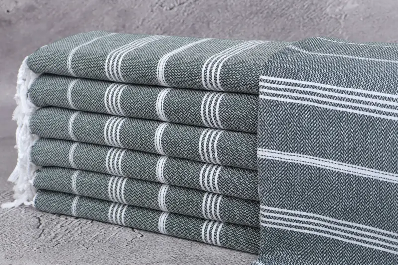 Toallita a rayas Peshkir verde oscuro, 18 x 38 pulgadas