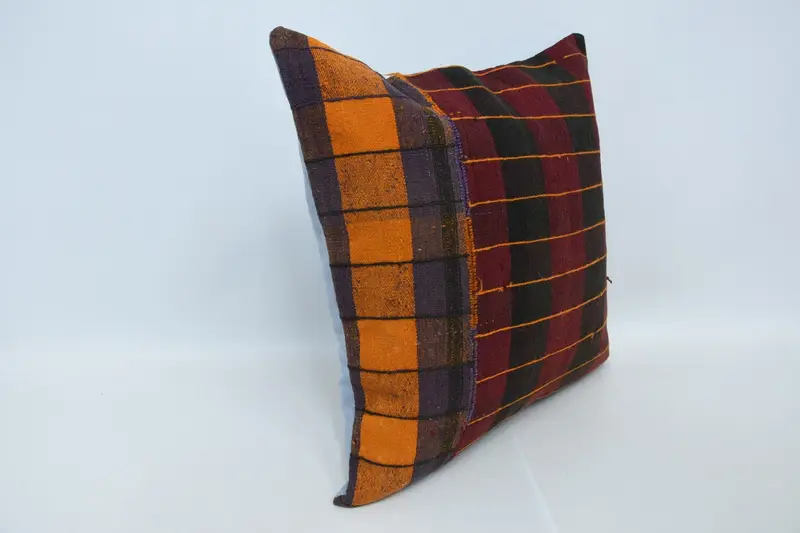 24x24 Red Pillow Case, Outdoor Pillow Cover, Turkish Kilim Pillow, Cushion, Handmade Kilim Cushion, Nomadic Cushion Case, Boho Pillow - 3