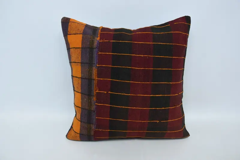 24x24 Red Pillow Case, Outdoor Pillow Cover, Turkish Kilim Pillow, Cushion, Handmade Kilim Cushion, Nomadic Cushion Case, Boho Pillow - 1