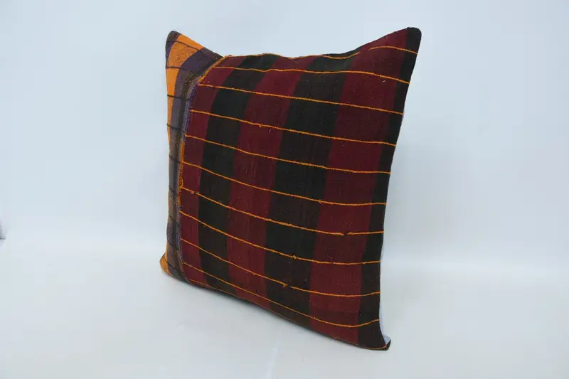 24x24 Red Pillow Case, Outdoor Pillow Cover, Turkish Kilim Pillow, Cushion, Handmade Kilim Cushion, Nomadic Cushion Case, Boho Pillow - 4