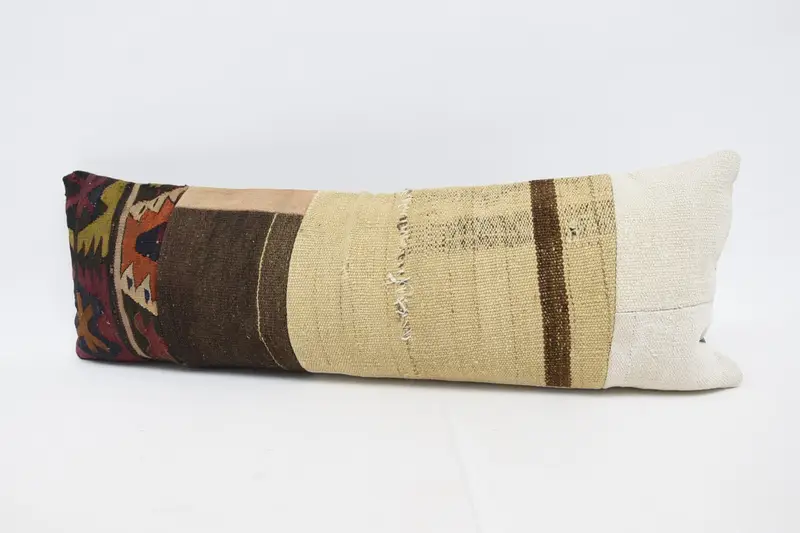 Pillow Case, Antique Pillows, 12x36 Beige Cushion, Hippie Throw Cushion Cover, Vintage Pillow, Pillow for Sofa, Turkish Corner Pillow - 4